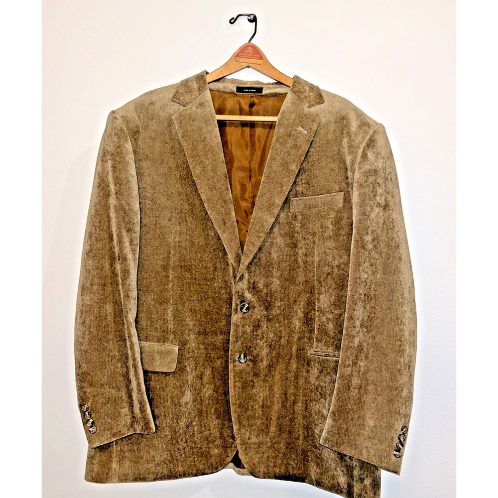 Vintage Mens Sport Coat Jacket 48L GEORGE Chestnut Brown Lined Western Y2K
